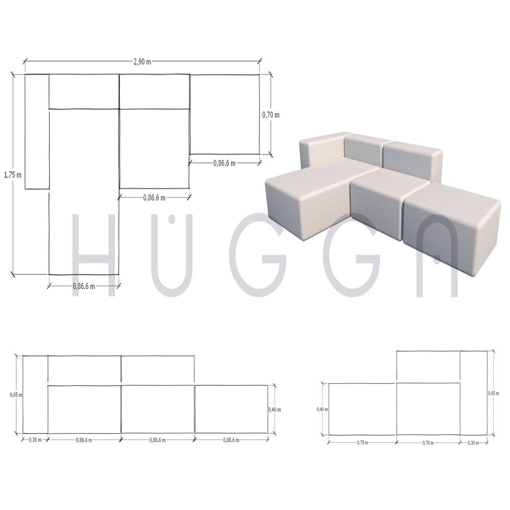 Sof&aacute; Modular Liam Cuero  Hugga sof&aacute; huggastore.myshopify.com Hugga Store